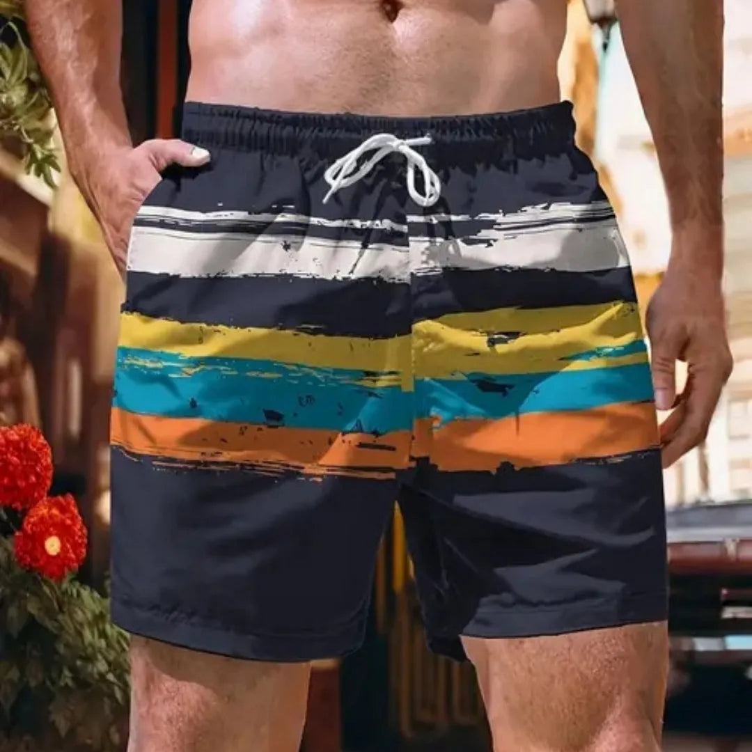 2025 summer men's casual shorts in breathable polyester, simple style, available in multiple colours