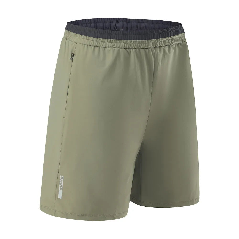 Men's loose-fitting ice silk quick-dry cropped pants in Army Green colour, shown from side view