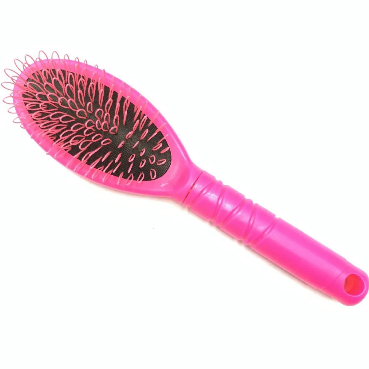 Black and pink ring tooth airbag comb for hair extensions, 22cm long.
