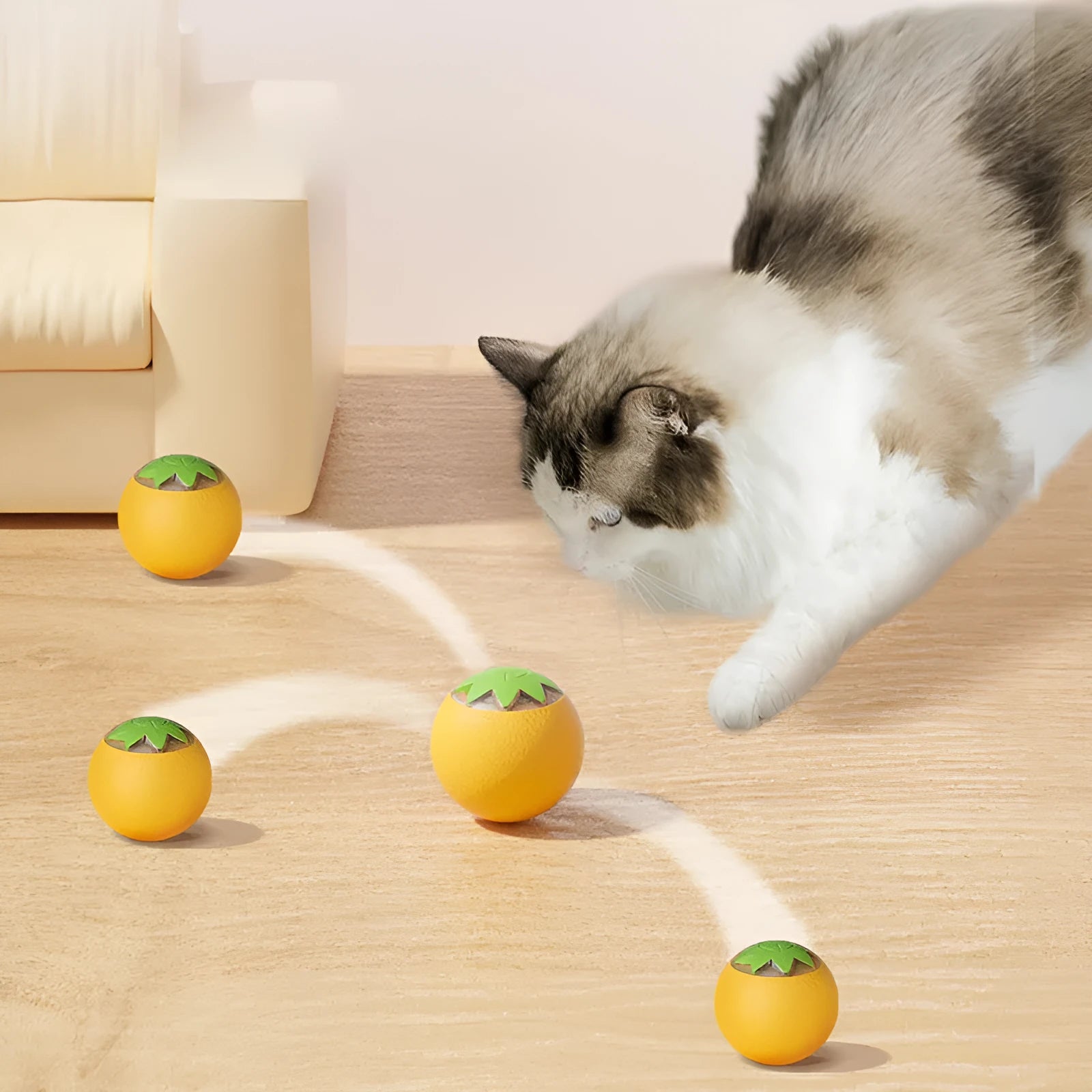 Automatic electric rolling ball toy for dogs and cats in green, pink and yellow colour options