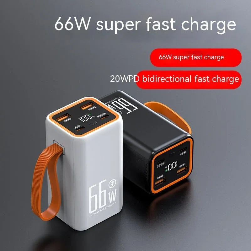 Black and white 20000mAh fast charging power bank with creative design