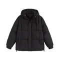 Loose fit cotton padded winter coat in cardigan style with side seam pockets