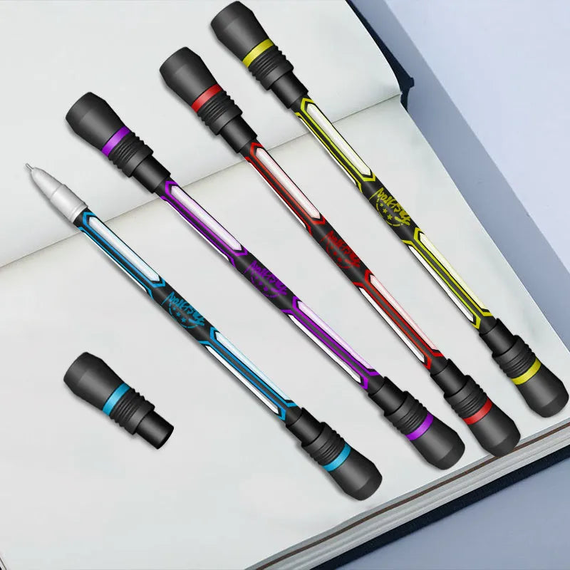 Frosted silica gel anti-slip rotary pen with 0.35mm fine tip showing plastic body and grip detail