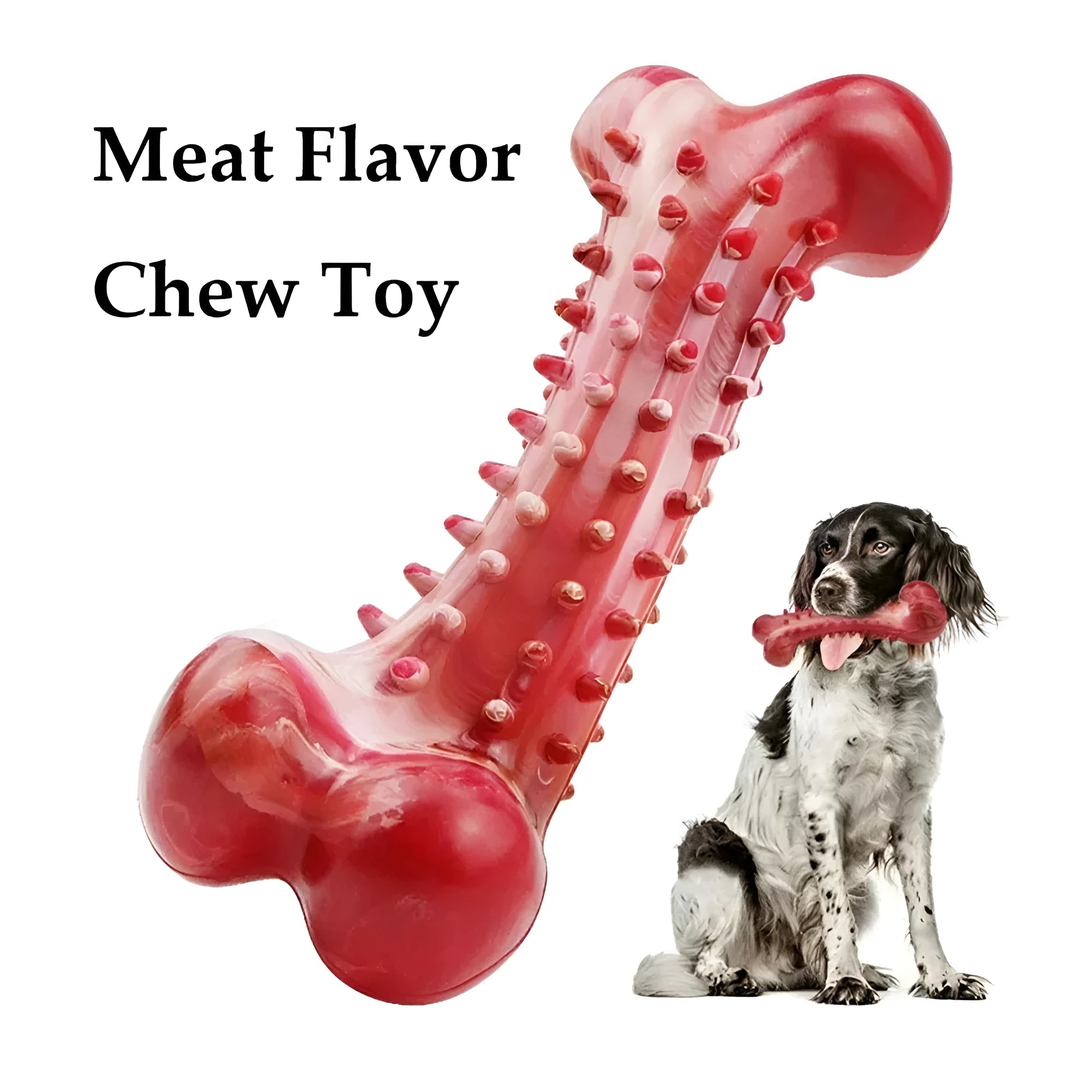 Red natural rubber chew toy for aggressive dogs, 15cm long heavy-duty durable dog chew