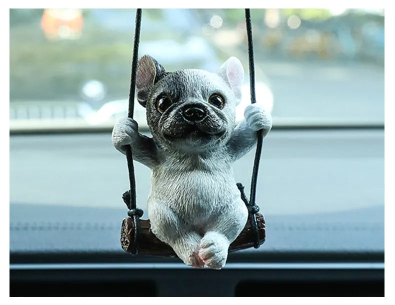 Resin cartoon Bulldog car hanging ornament for rearview mirror in various colours