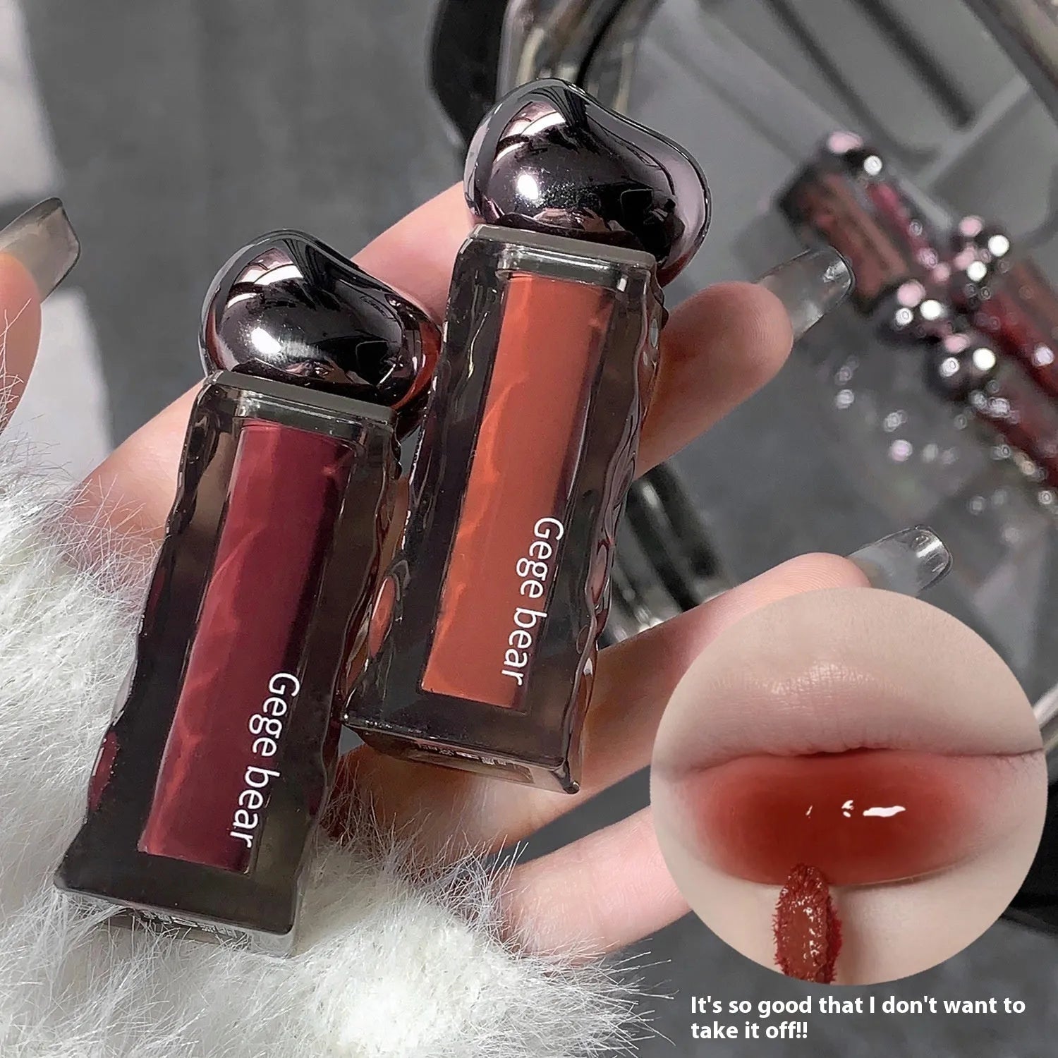 Glacier Lava Lip Lacquer lip gloss with water-light mirror finish in one of seven available colour shades