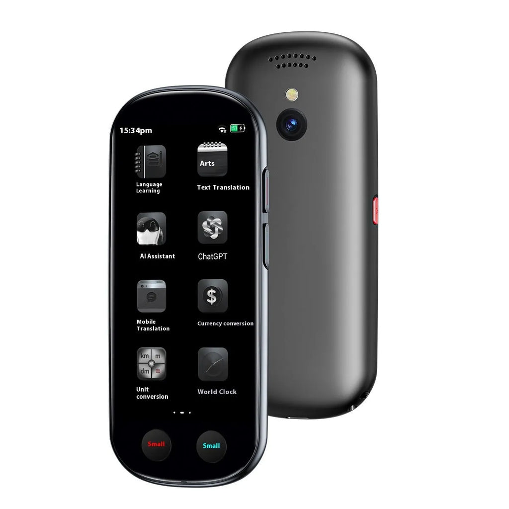 Black multi-language simultaneous interpretation translator with lanyard and charging cable