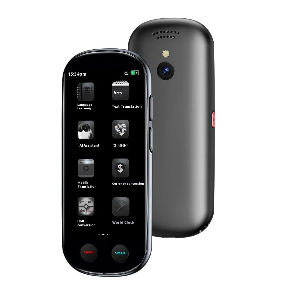 Black multi-language simultaneous interpretation translator with lanyard and charging cable