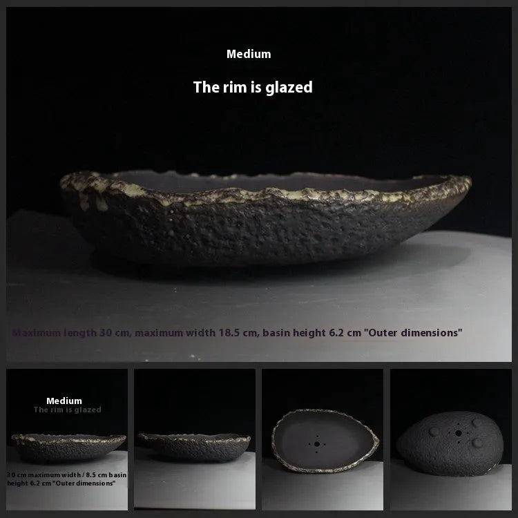 Handmade purple clay flower pot floor-standing large size with drainage hole options