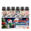 Christmas aromatherapy oil set showing six bottles including one 60ml large bottle with warm home fragrance