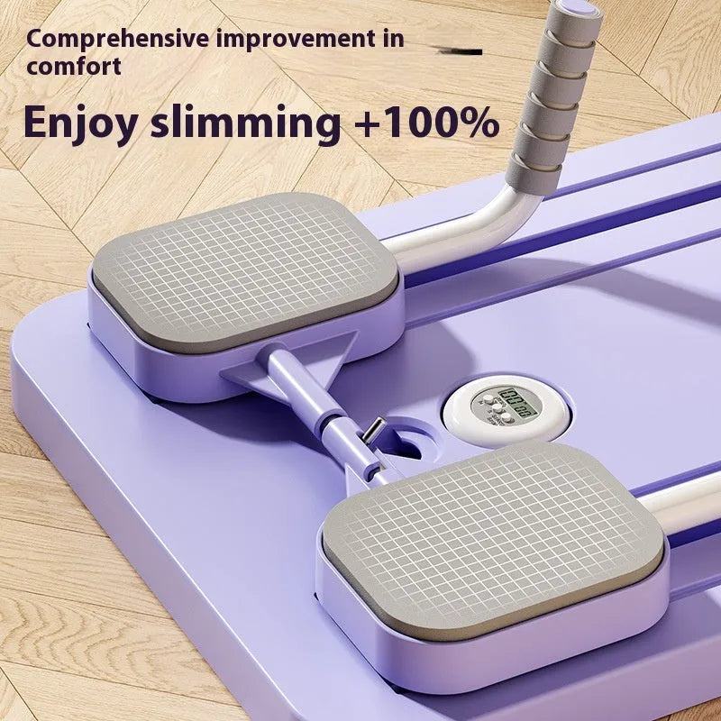 Purple household fitness board with automatic rebound abdominal wheel for multi-functional exercises
