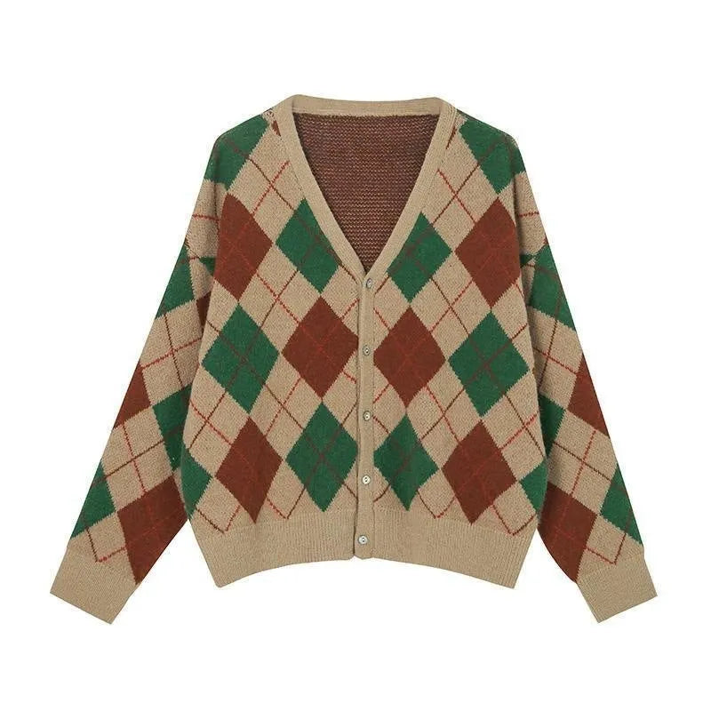 Casual acrylic knit cardigan in free size regular fit, shown in a macaron colour.