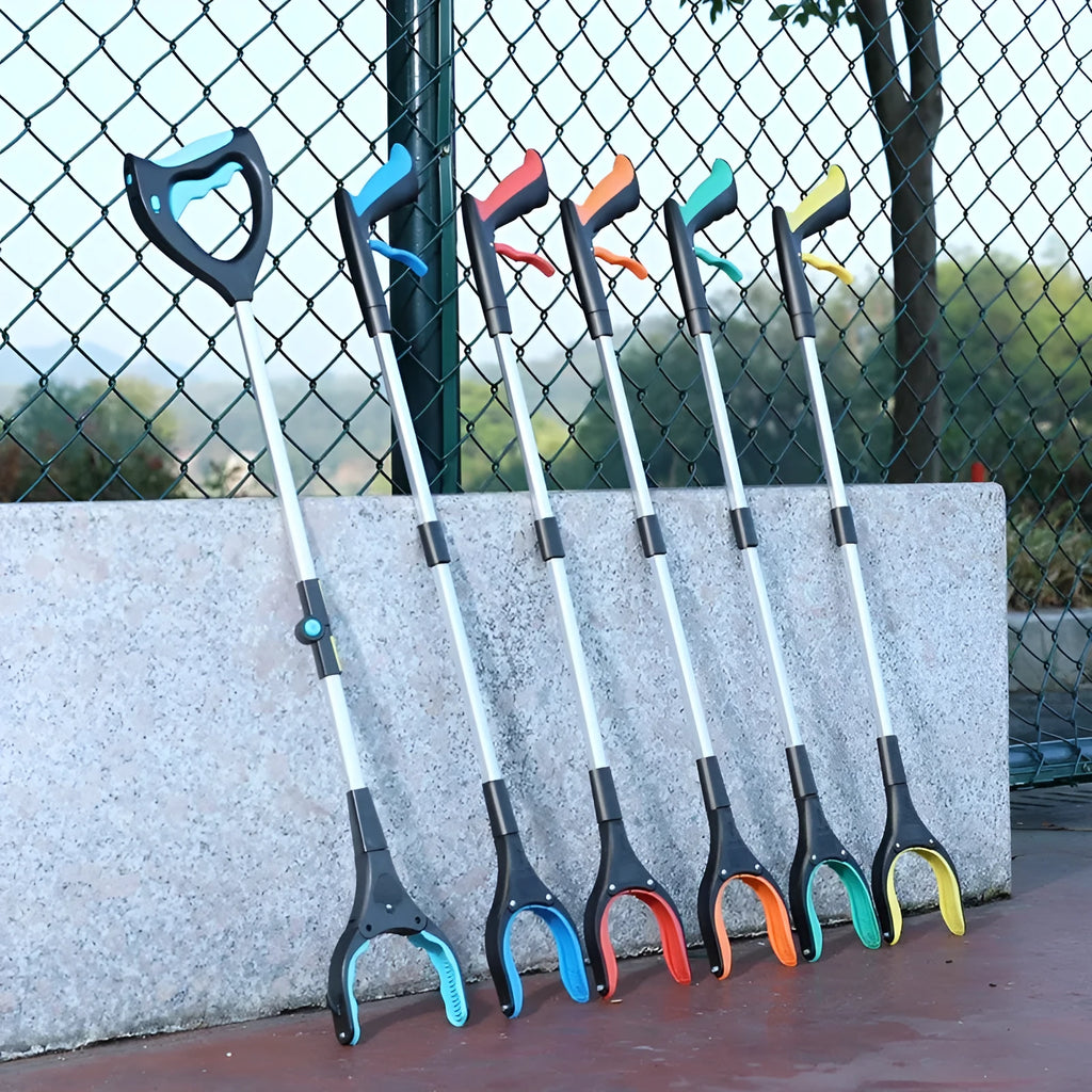 Plastic rubbish bin clip with aluminium alloy component in one of six colour options