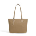Genuine leather women's retro tote bag in dark grey showing internal zipper and phone pockets