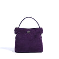 Women's mini Korean-style simple messenger bag in two-layer matte cowhide, bucket shape with lock opening, internal compartments