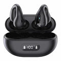 Non-in-ear clip wireless Bluetooth headset with air conduction in black plastic, ear hook style