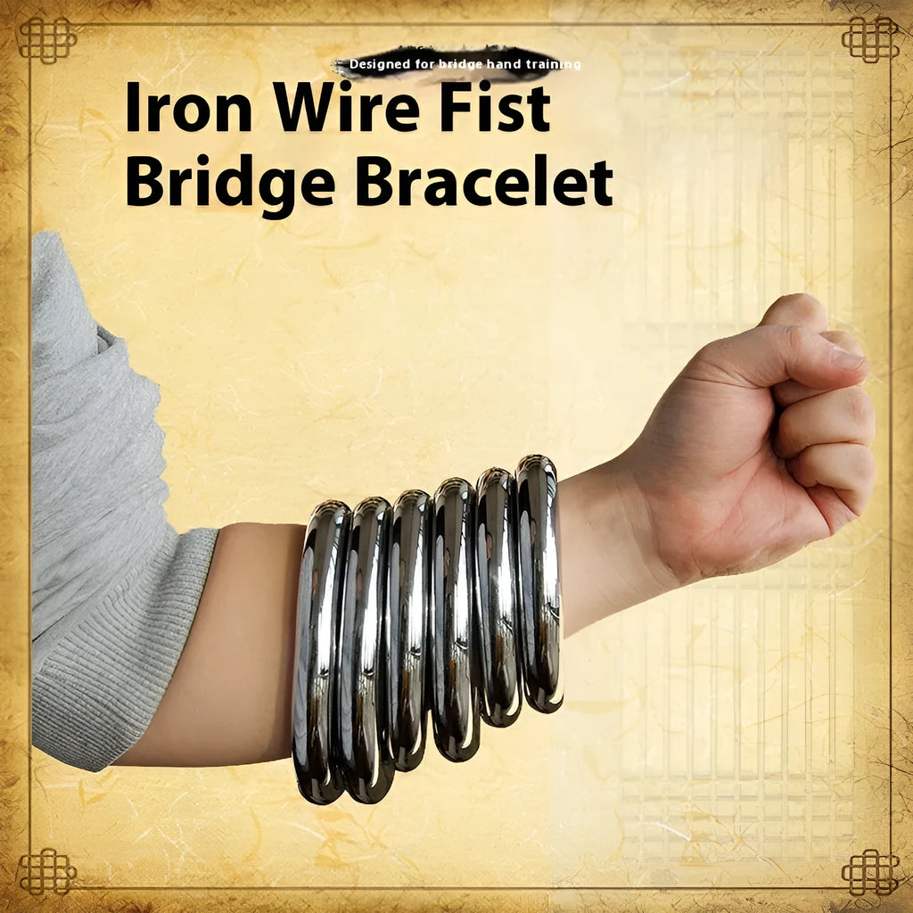 Silver electroplated carbon steel Wing Chun training ring for forearm conditioning.