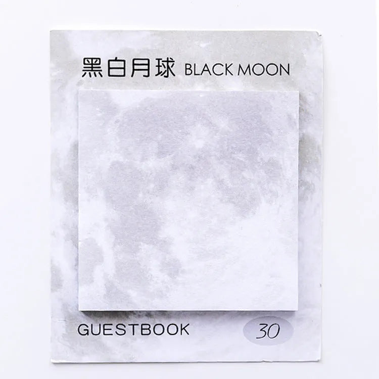 Square planet sticky notes notepad showing oil painting artwork with space themes
