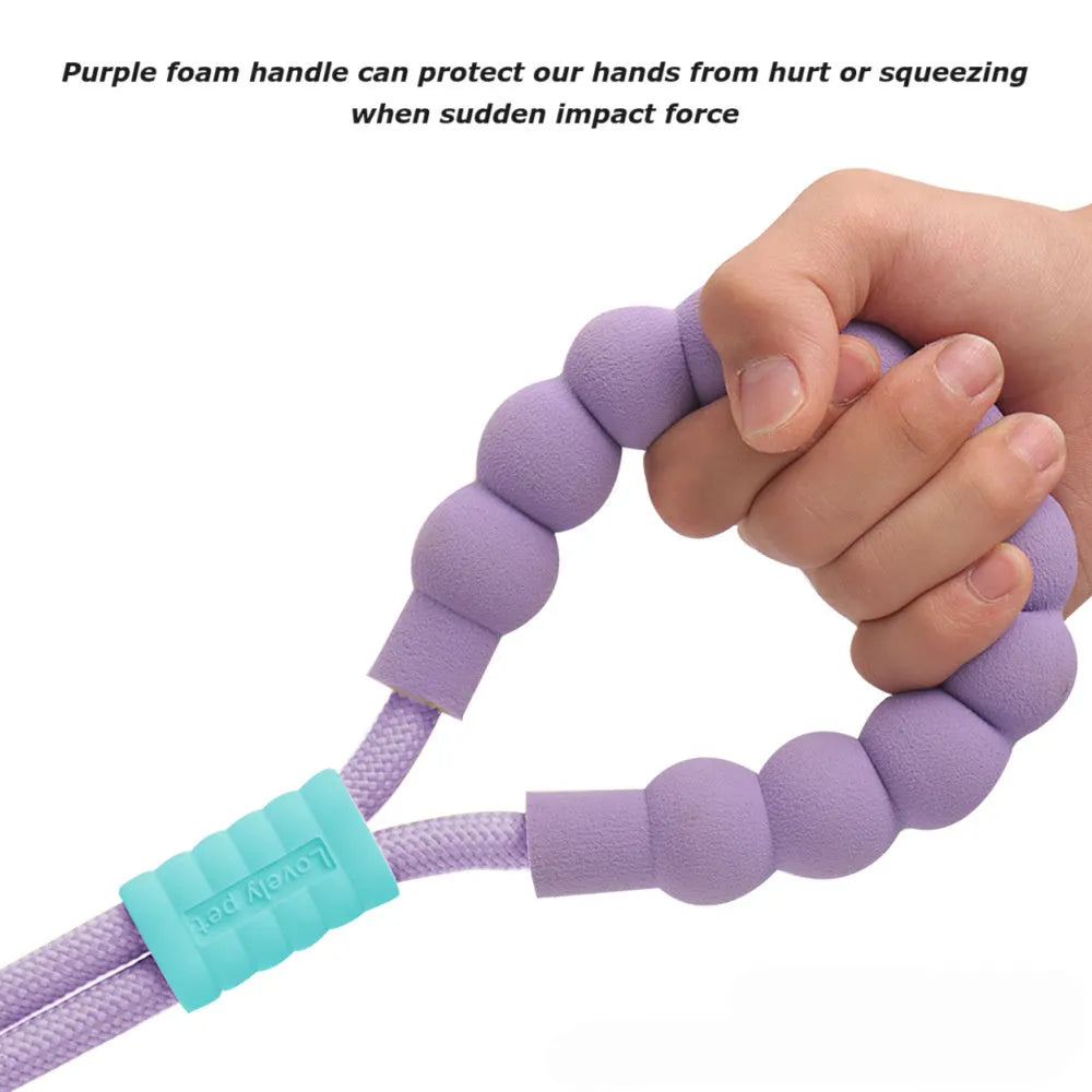 140cm nylon dog leash with anti-slip foam handle in four colour options