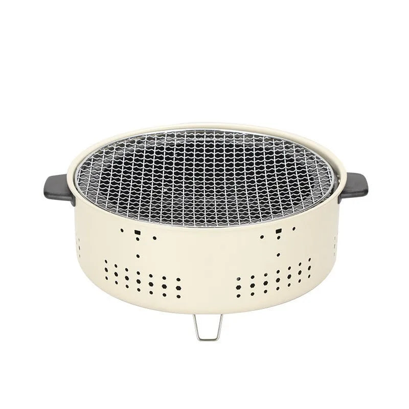 Portable indoor charcoal stove with grill rack disk for baking and tea cooking