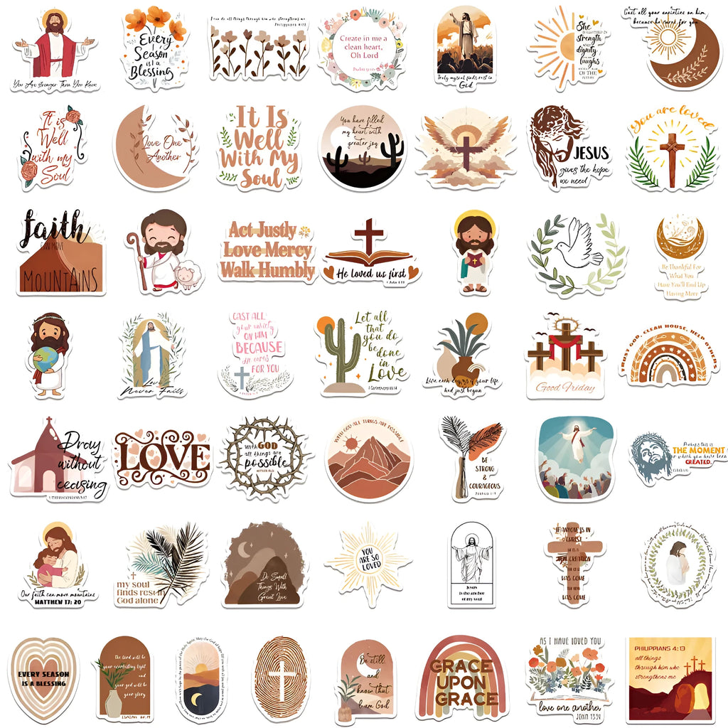 50-piece graffiti sticker set with random printed patterns for personalisation and decoration