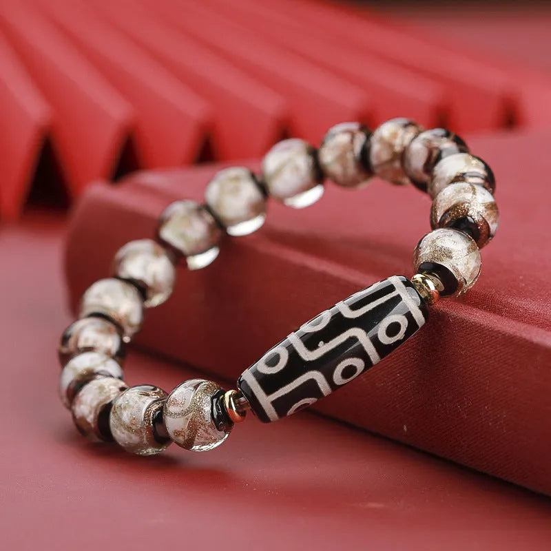 Chinese style coloured glaze bracelet with year snake lucky beads in three bead sizes