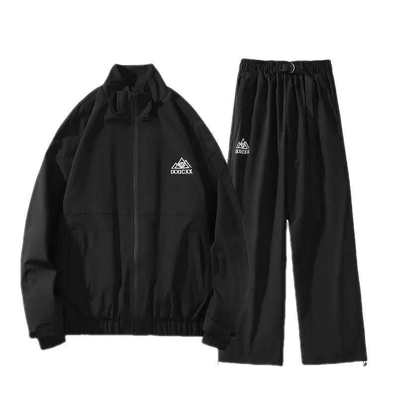 Waterproof winter ski suit with coat and trousers in cotton blend fabric, available black or pink