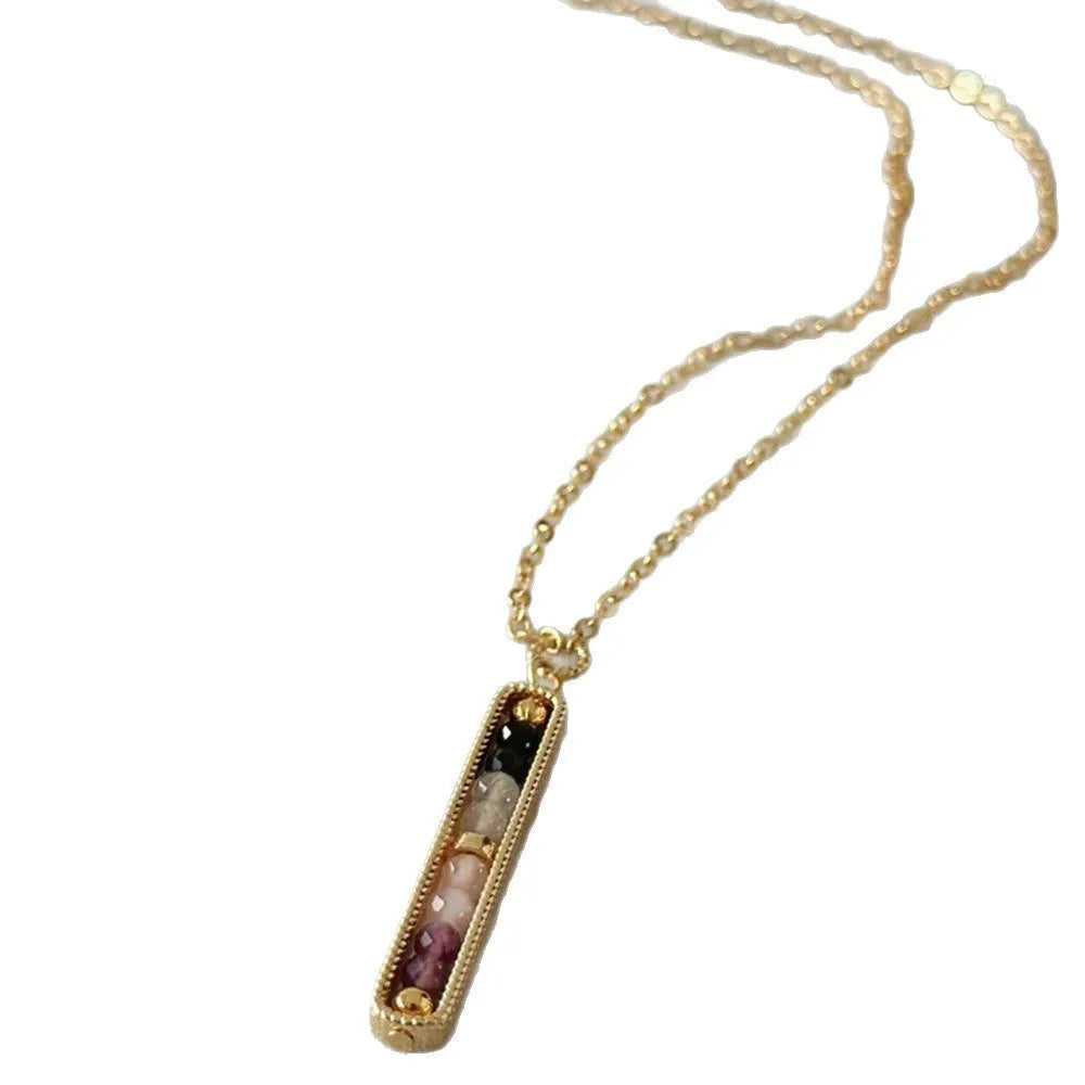 Alloy heart pendant necklace women transparent colour O-shaped chain 41-50cm