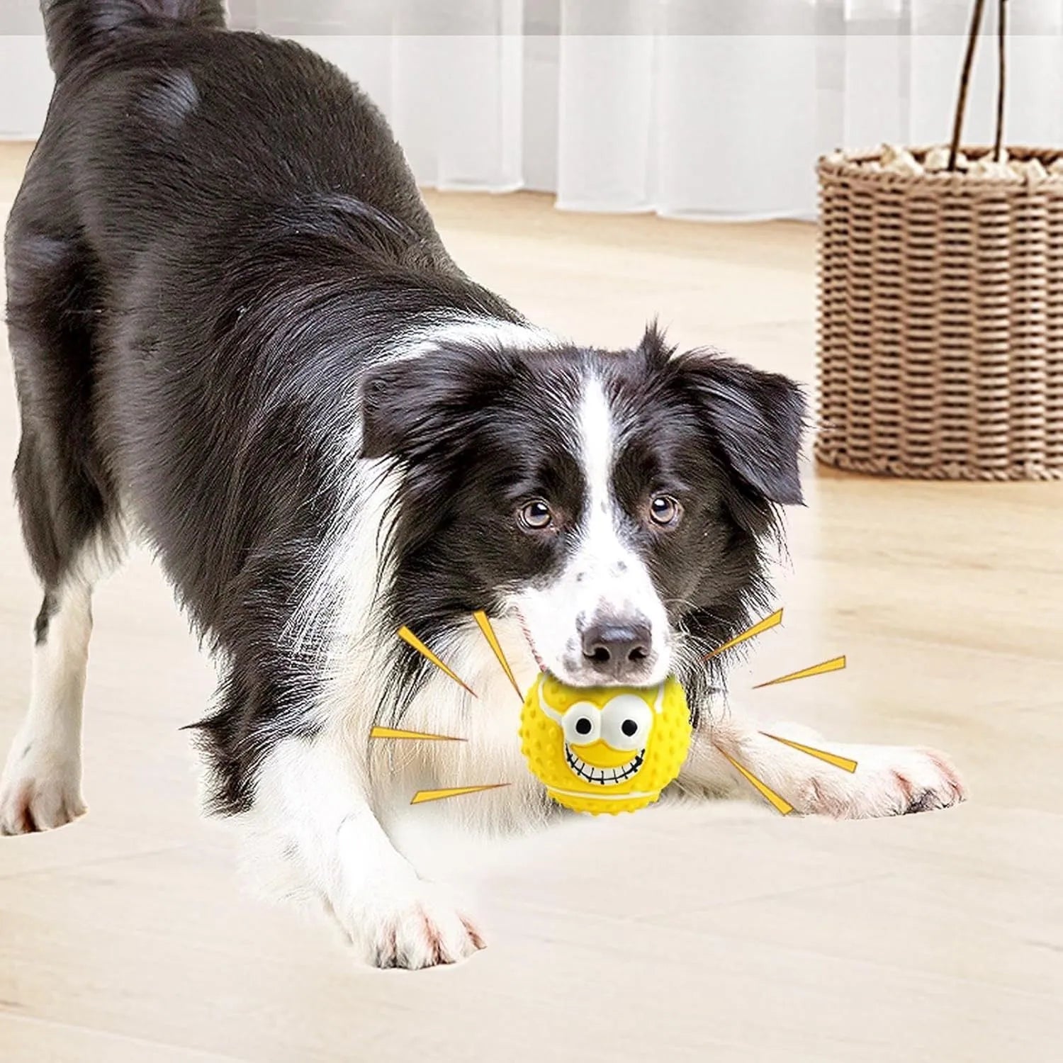 Green orange yellow smile face latex dog balls squeaky pet toy for small medium dogs cats