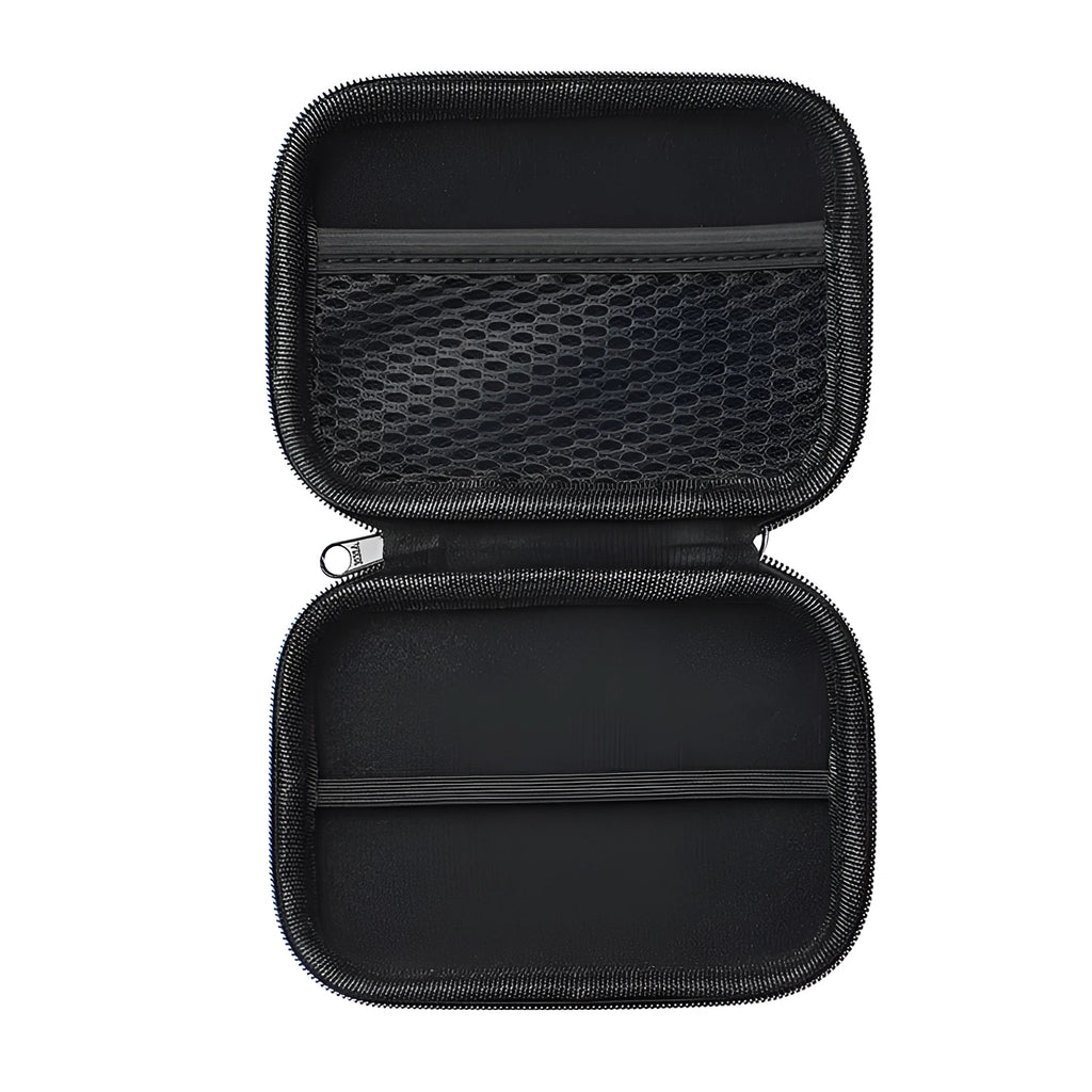 Black magnetic wireless power bank protective hard bag with textured exterior, 120x90x27mm