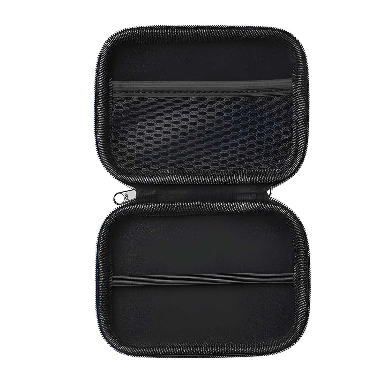 Black magnetic wireless power bank protective hard bag with textured exterior, 120x90x27mm