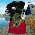 Men's loose fit short sleeve t-shirt featuring a colourful digital print fishing pattern design.