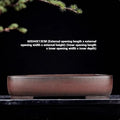 Handmade rectangular purple clay flower pot with antique finish showing substantial size