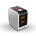 Black 5V2.4A dual USB travel charger with digital display screen and US standard plug.