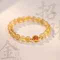 Gold rutilated quartz crystal bracelet with diamond-shaped beads in unisex Korean style