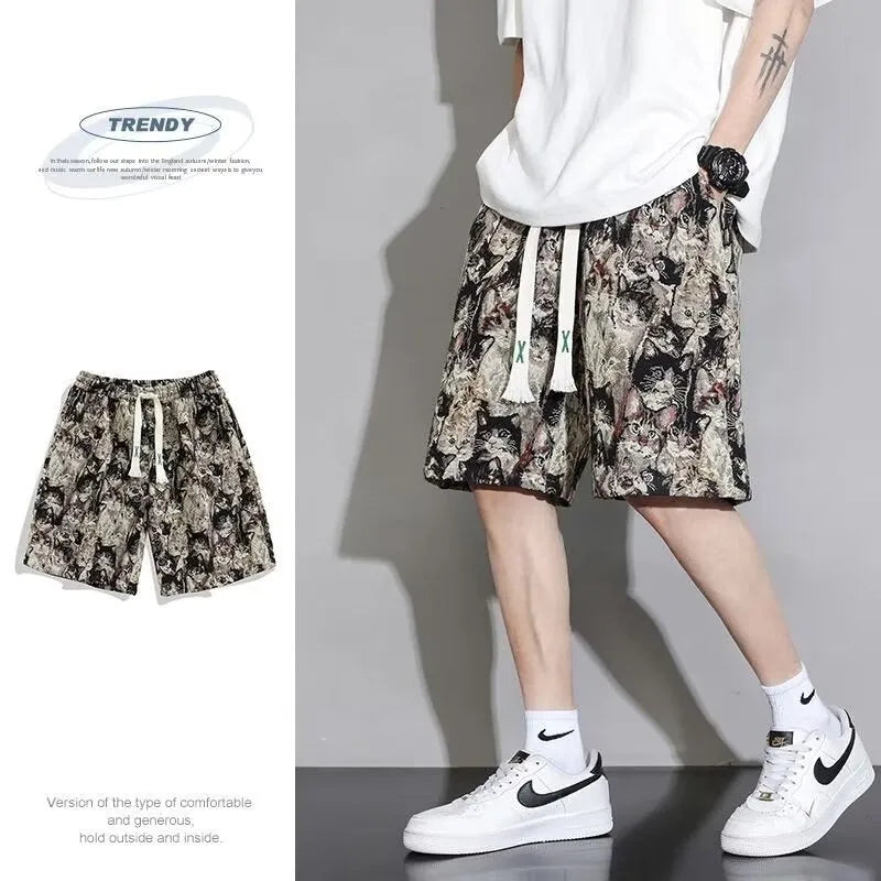 Men's summer fashion shorts in polyester with fifth pants length design showing colour options