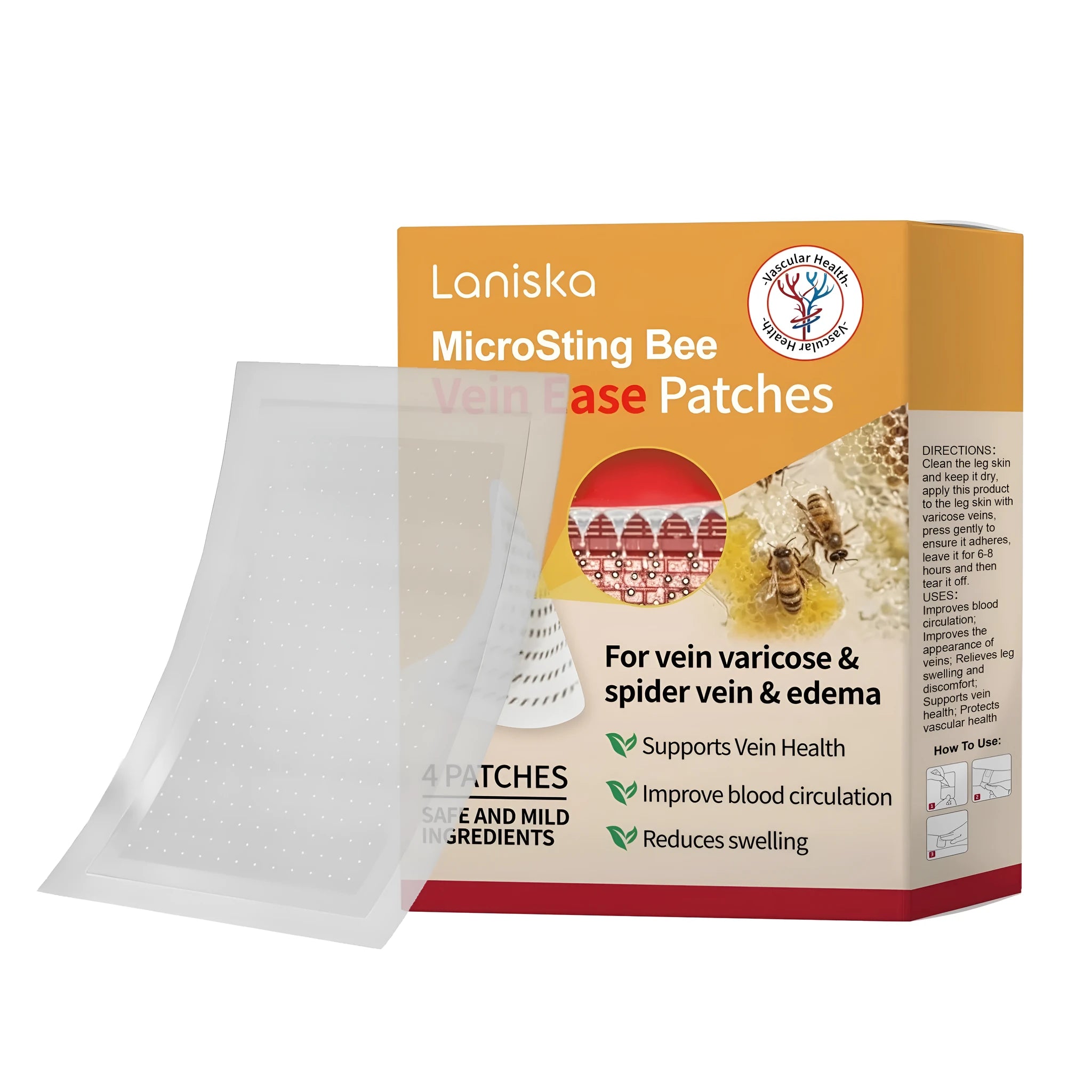Varicose vein microneedle patch pack containing four transparent hydrogel patches