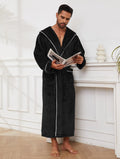 Men's flannel bathrobe in light grey, polyester fibre construction for winter and autumn wear