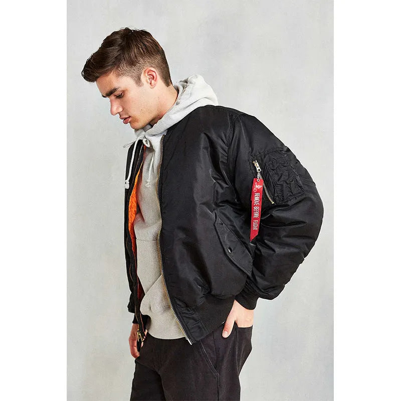 Men's cotton-padded pilot jacket in American workwear style with quilted nylon construction