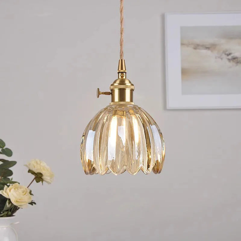 Vintage glass flower chandelier with Nordic design in amber, white, green, transparent, or smoky grey
