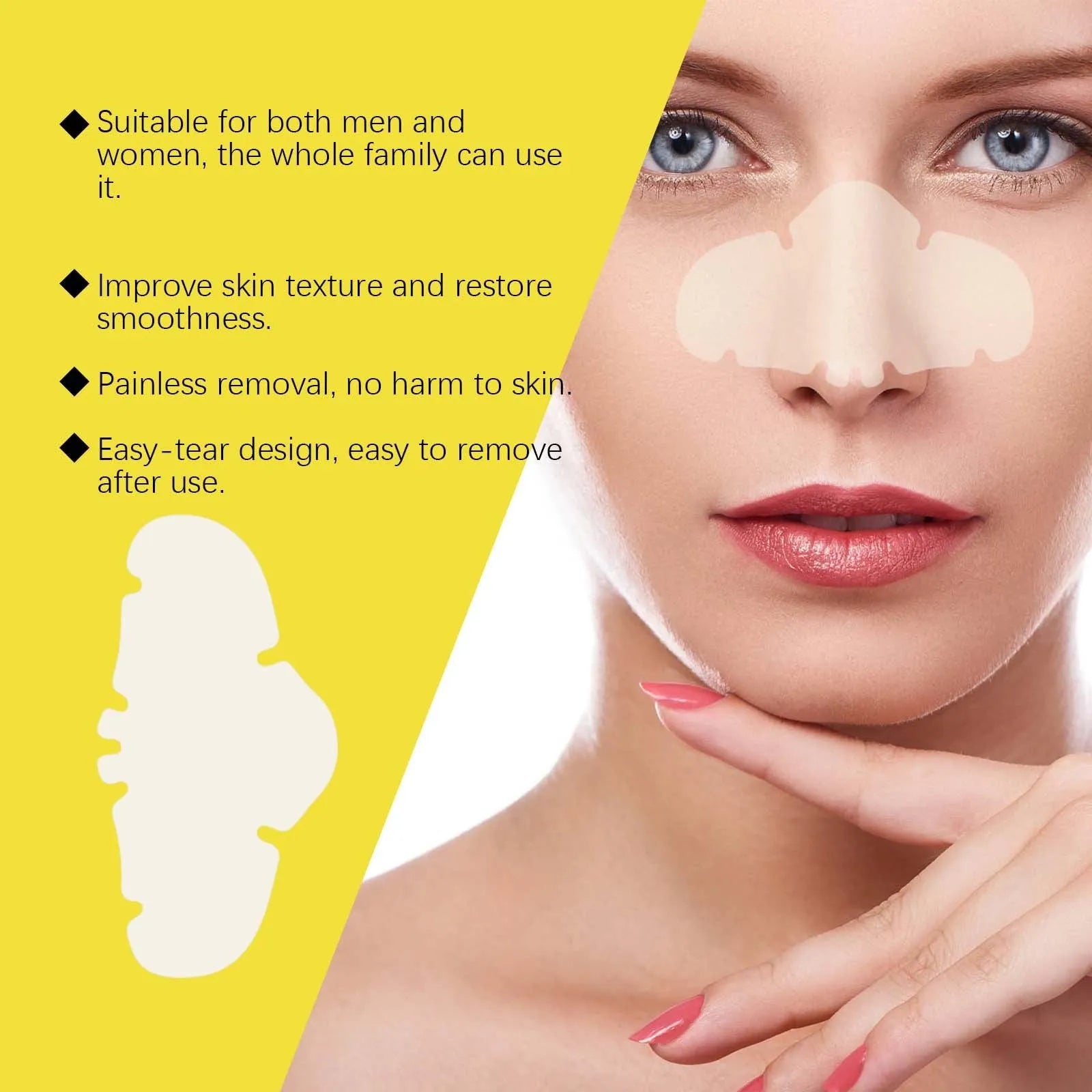 Clear hydrocolloid nose patches for facial pore cleansing in pack of 12 pieces
