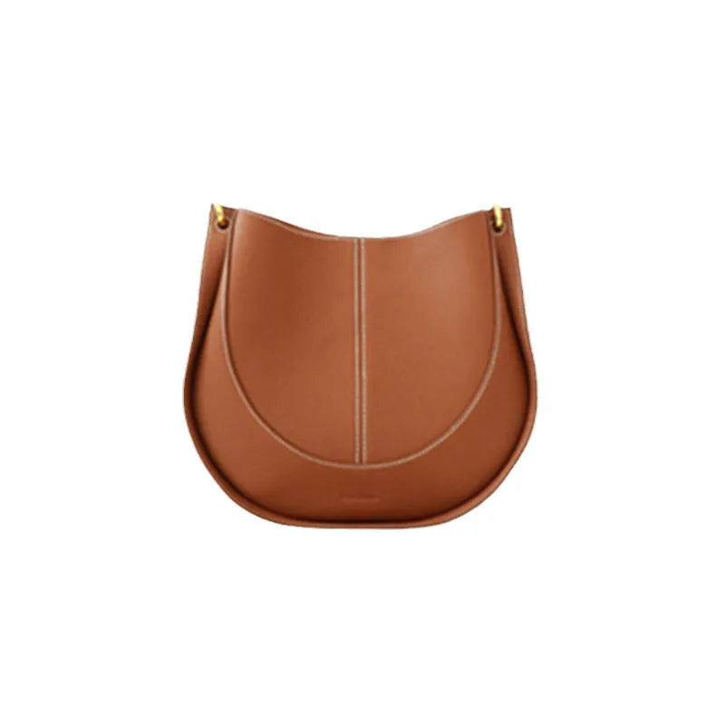Designer small crossbody bag for women in genuine top grain leather with retro splicing detail