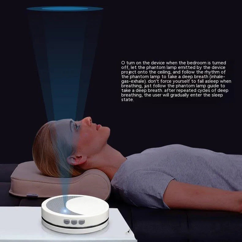 White USB-powered sleep aid device with timing and music functions for insomnia relief
