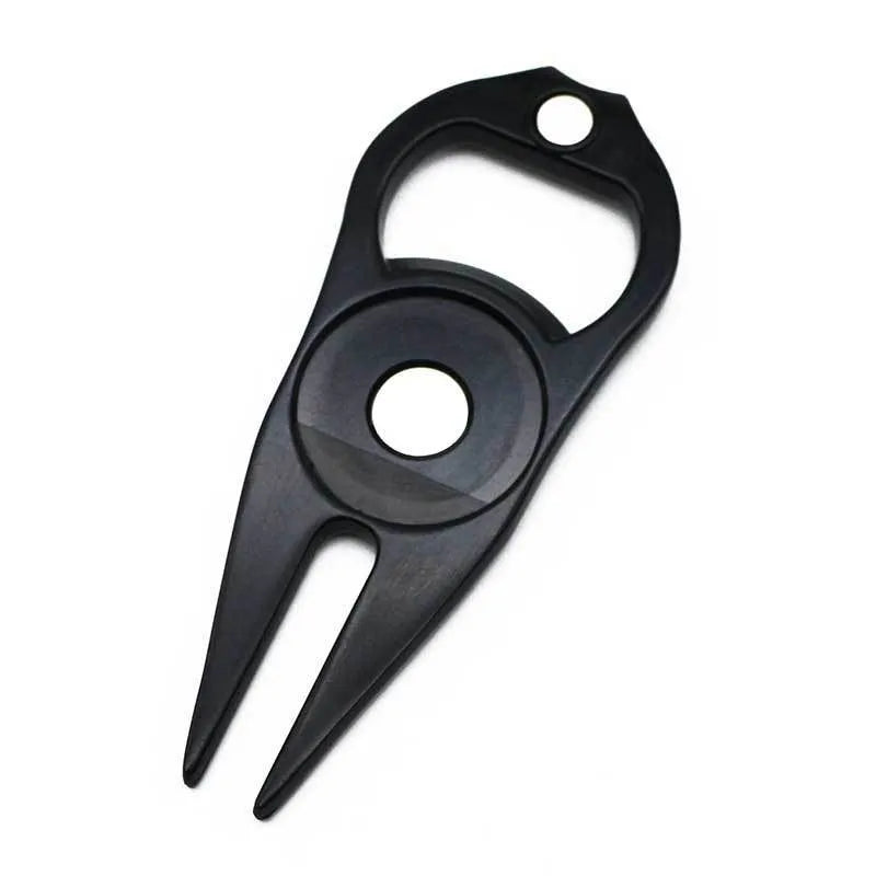 Zinc alloy golf ball yoke bottle opener tool with ball coin in black, green or silver colours