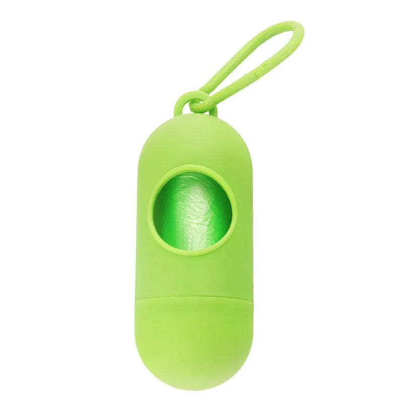 Lightweight dog poop bag holder with Velcro strap and metal hook in assorted colours