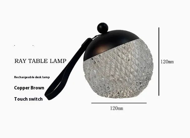 Modern minimalist portable night lamp with touch dimmer in chrome finish