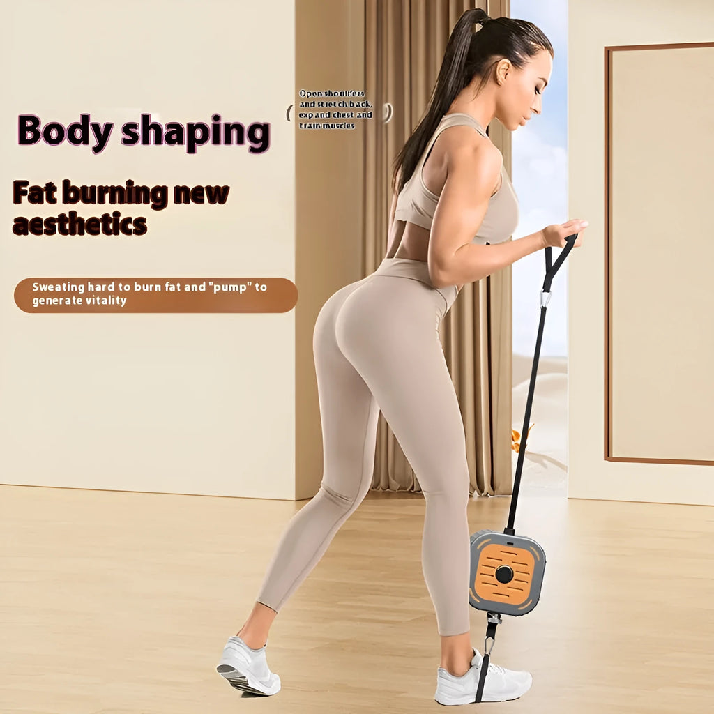 Adjustable power pump chest expander in vibrant orange or navy blue, showing compact ABS plastic frame.