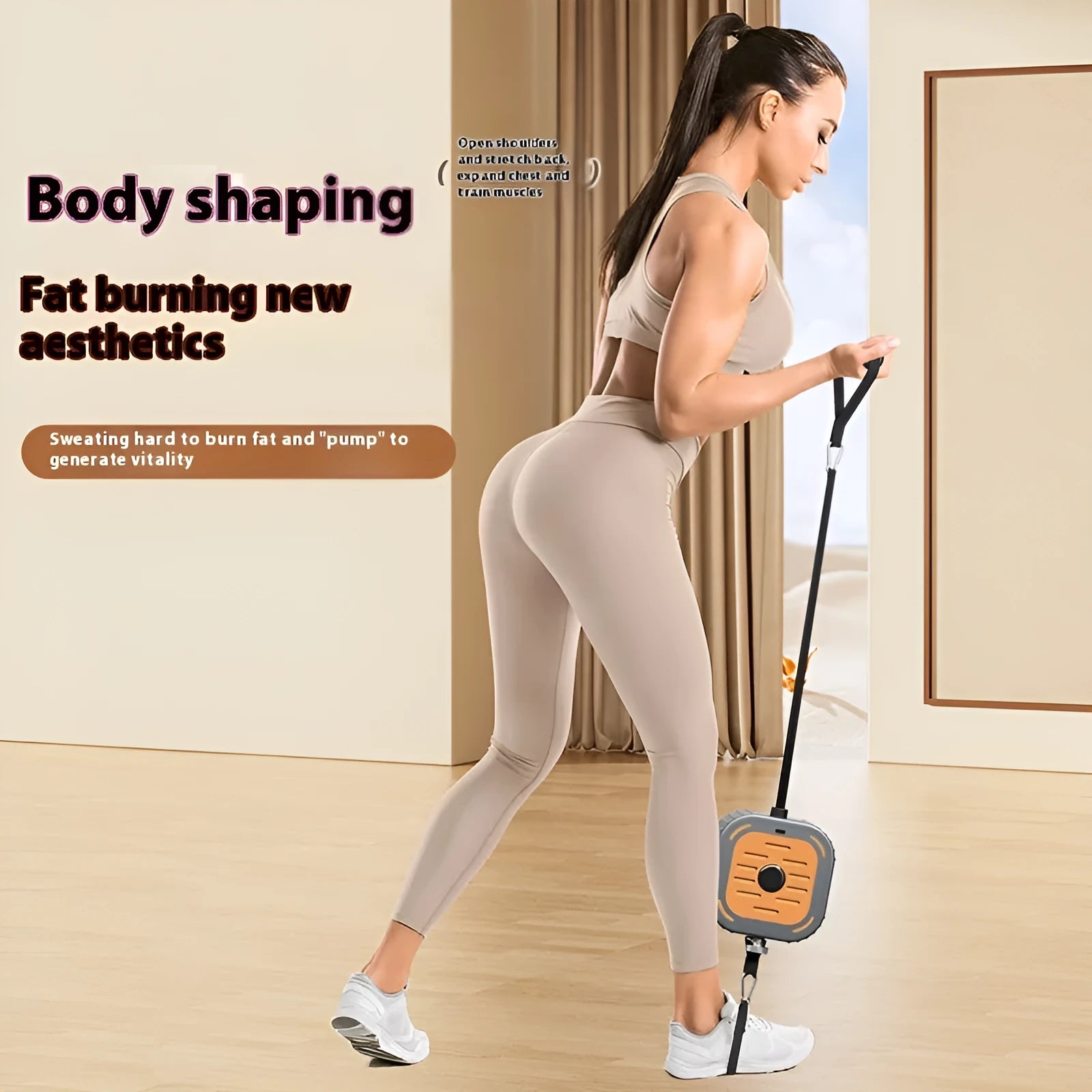 Adjustable power pump chest expander in vibrant orange or navy blue, showing compact ABS plastic frame.