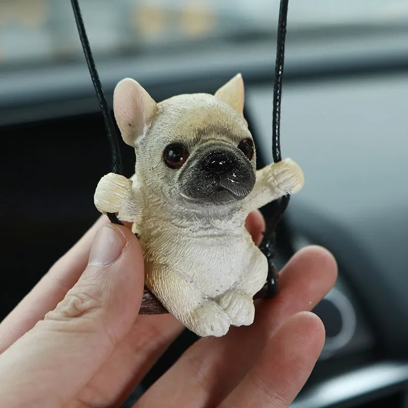 Resin cartoon Bulldog car hanging ornament for rearview mirror in various colours