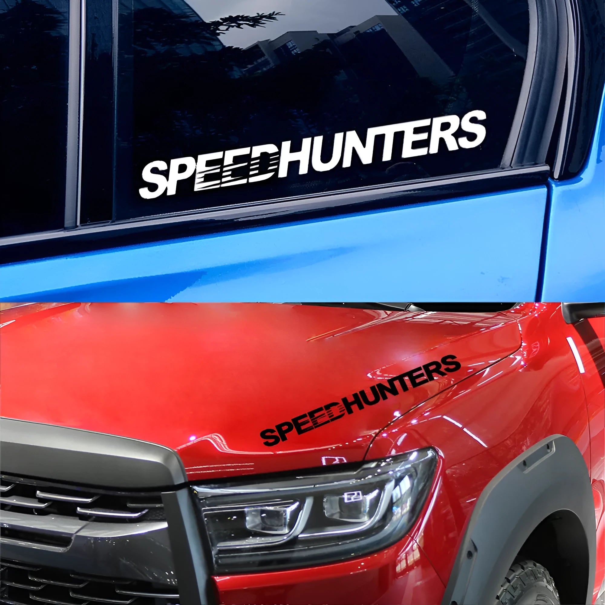 Speed Hunters reflective vinyl car sticker measuring 59cm by 10cm in multiple colour options.